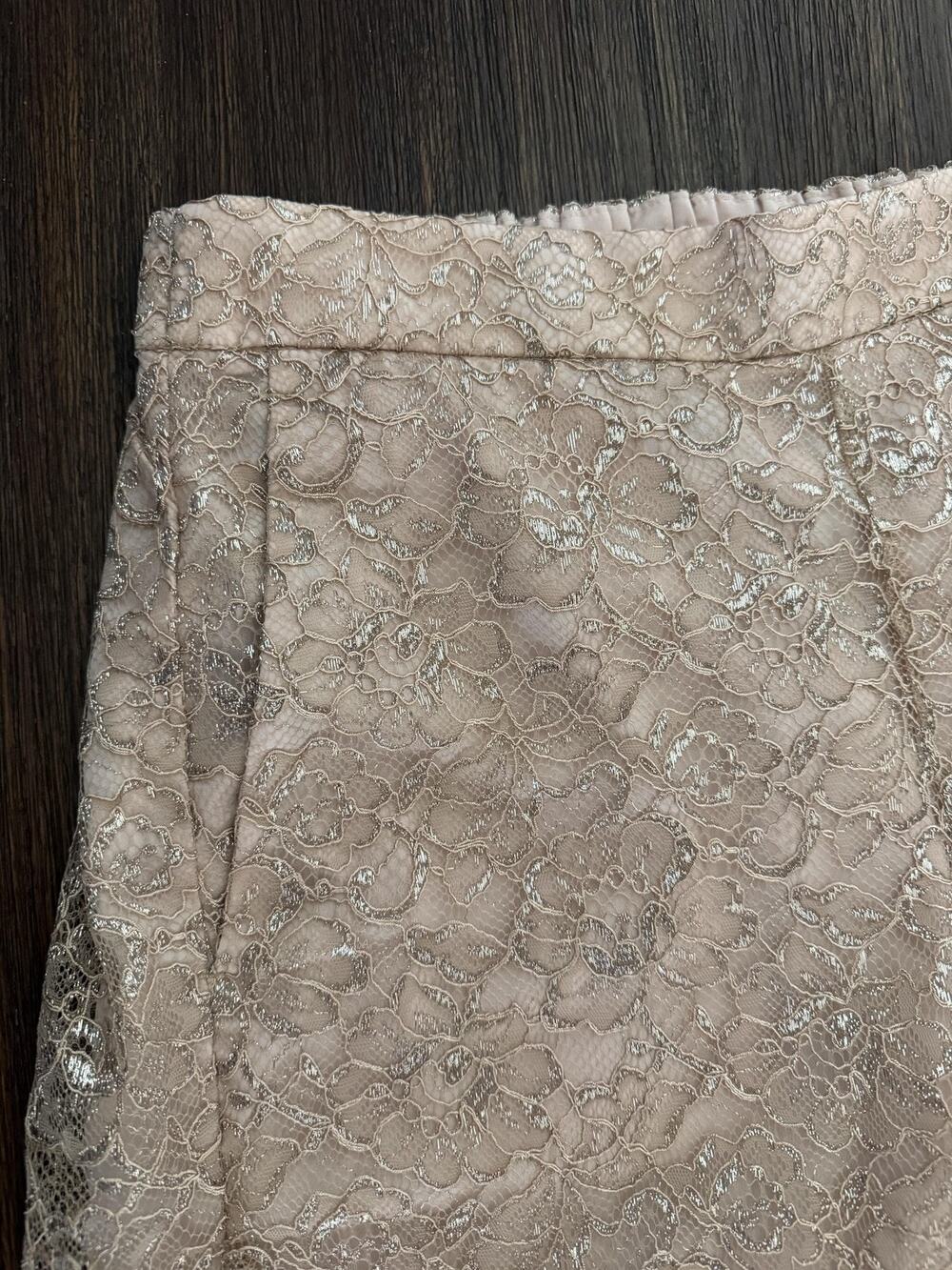 J.Crew Lace Pants Womens 8 Gold Beige Champagne Metallic Cropped